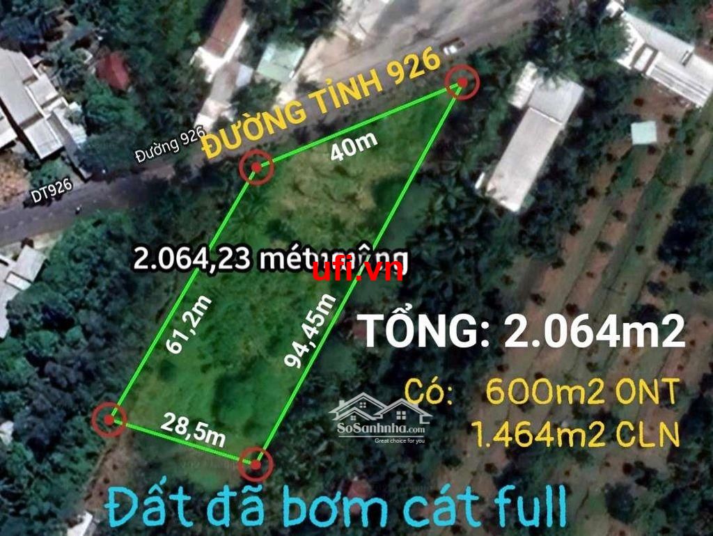 "Bán 2.064m2 - đường tỉnh 926 - xã trường long"