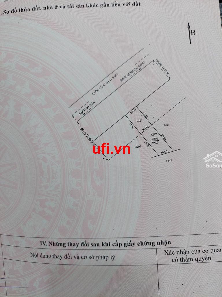 "Bán 390m2 đất mặt tiền quốc lộ 61c