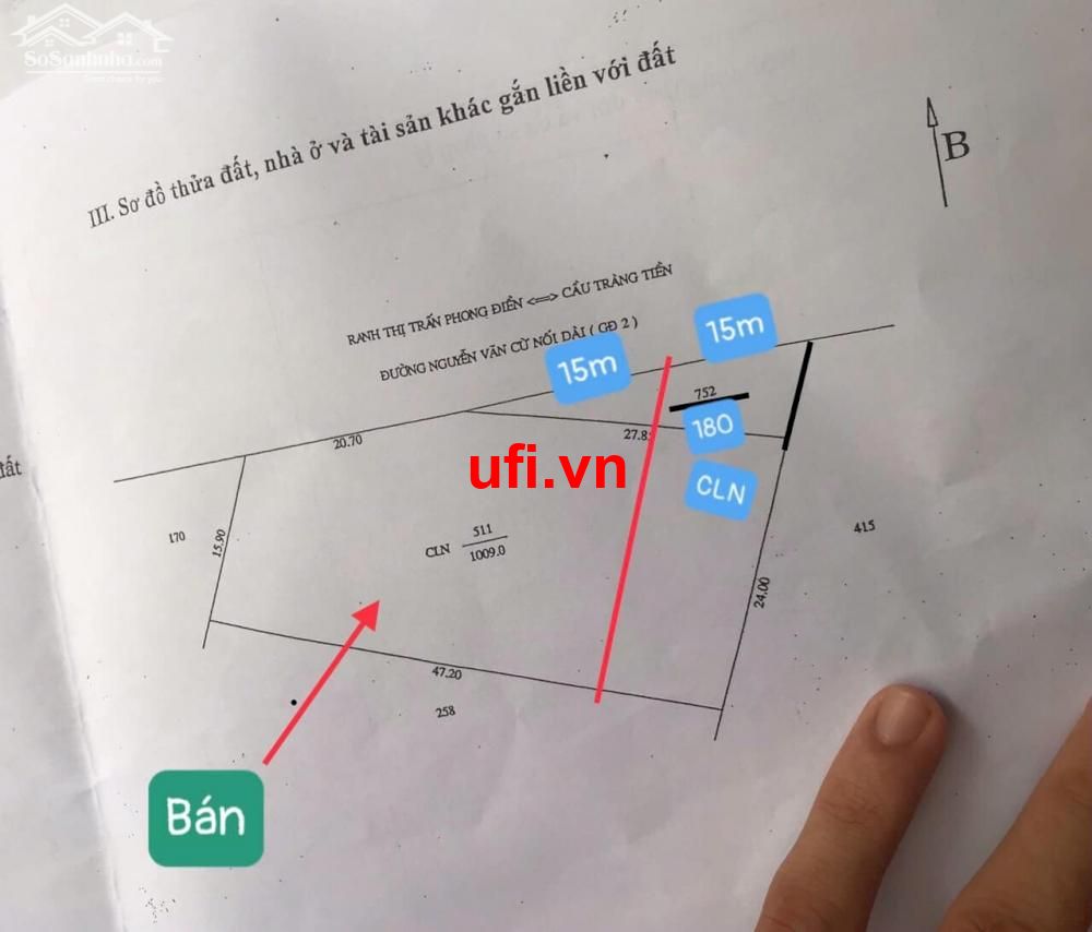 "Bán nền mặt tiền nguyễn văn cừ nối dài phong điền- cách thiền viện trúc lâm 500m"