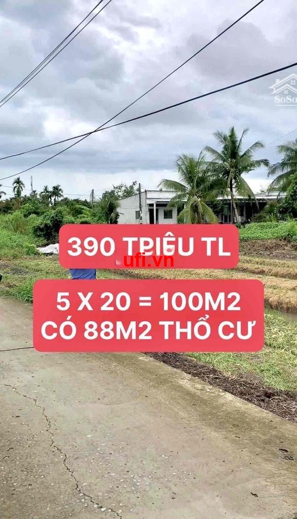 "Nền 100m2 thổ cư - lộ 4m - giá 390tr - xã tân thới