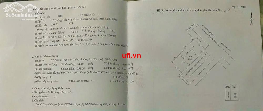 "Hàng hiếm ! bán nhà góc 2 mt đường trần việt châu . dt 298m2"